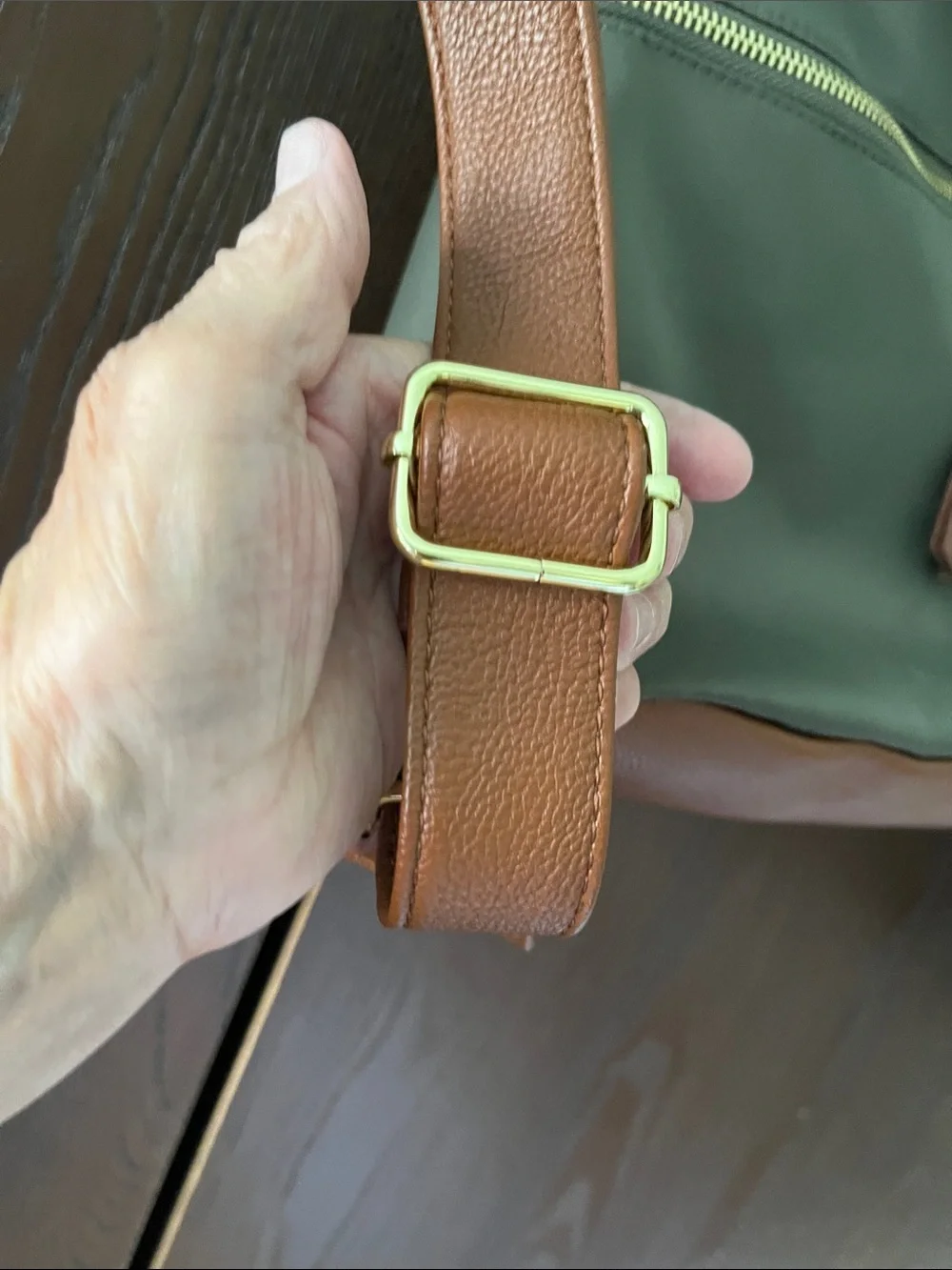 Steve Madden dark green backpack purse with change purse.